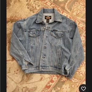 Harley-Davidson Blue Denim Jacket with Black Patch